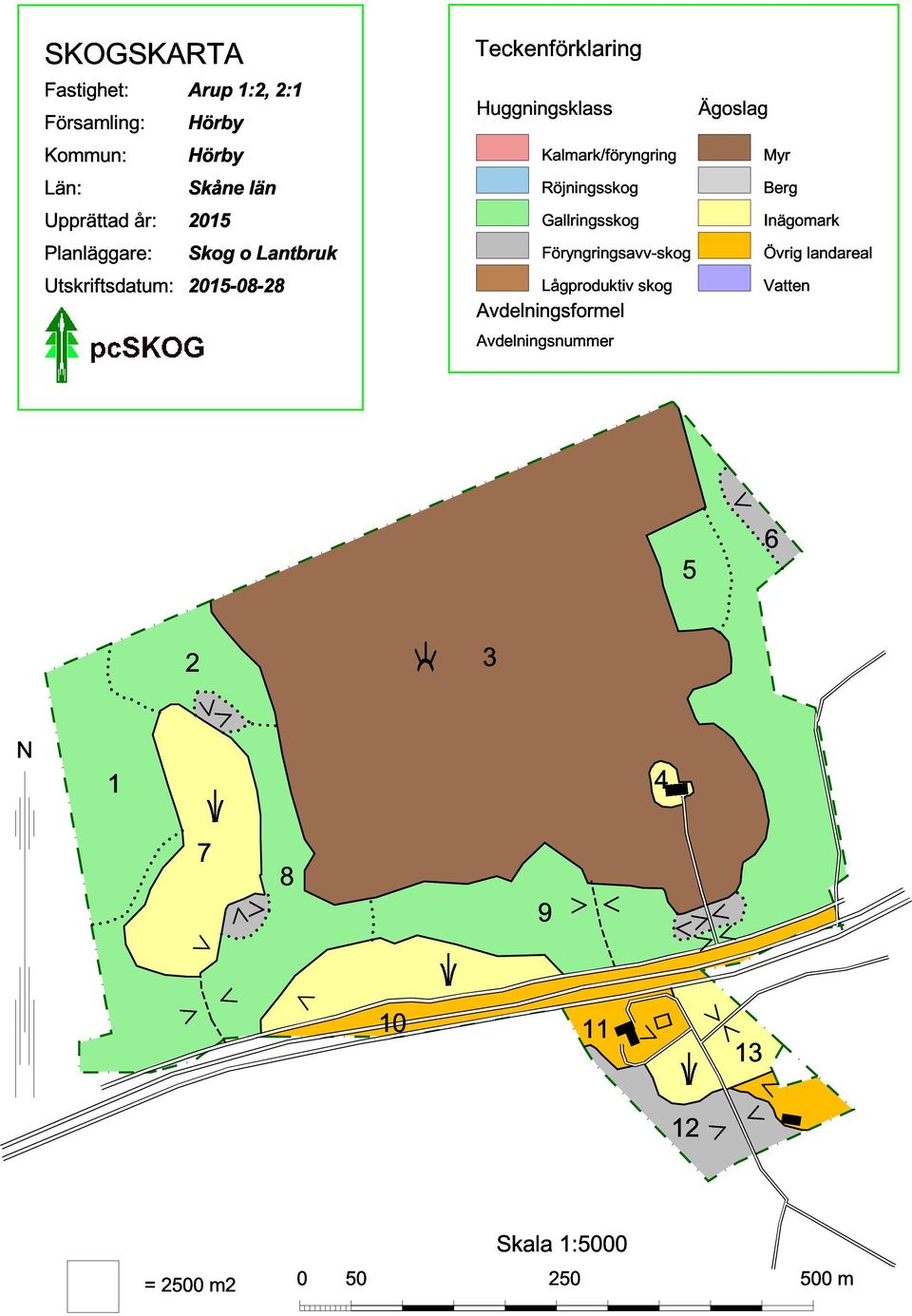 Röjningsskog Gallringsskog Föryngringsavv-skog Lågproduktiv skog Avdelningsformel Avdelningsnummer Ägoslag Myr