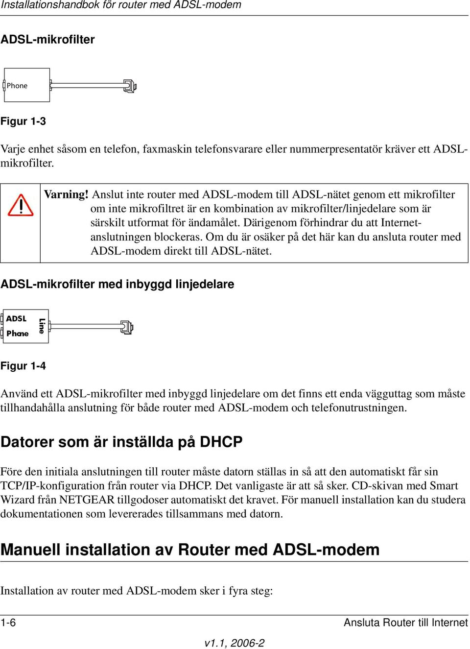 Därigenom förhindrar du att Internetanslutningen blockeras. Om du är osäker på det här kan du ansluta router med ADSL-modem direkt till ADSL-nätet.