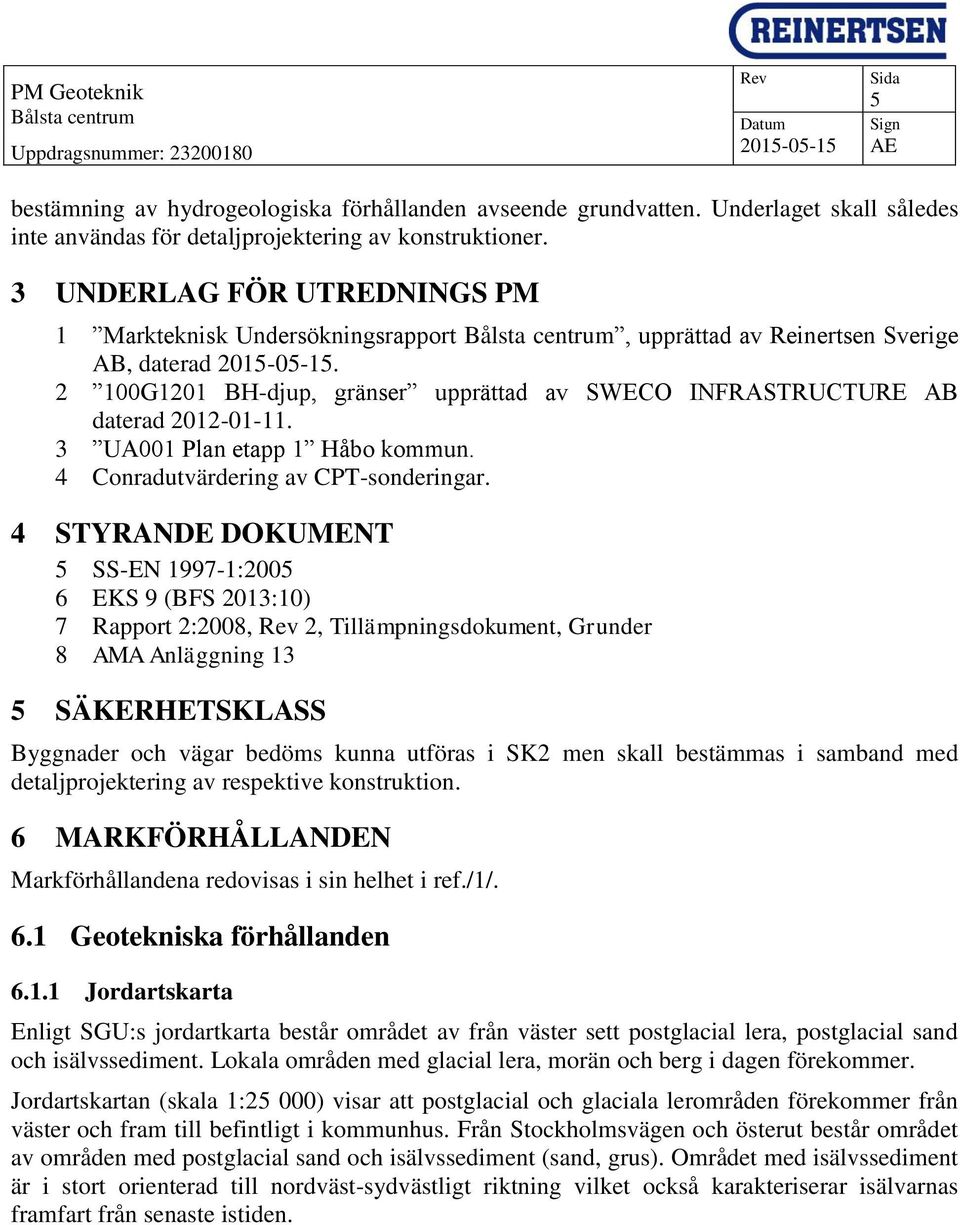 3 UA001 Plan etapp 1 Håbo kommun. 4 Conradutvärdering av CPT-sonderingar.
