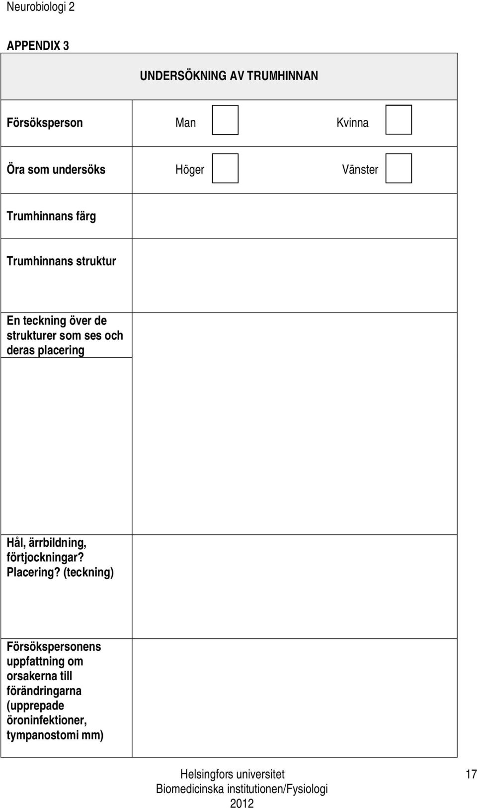 deras placering Hål, ärrbildning, förtjockningar? Placering?