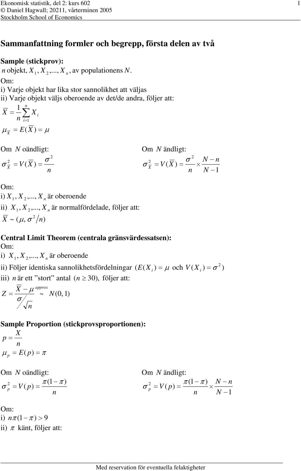 .., är oberoede,,...,, ~, är ormalfördelade, Ceral Lm Theorem cerala gräsvärdessase Om,.