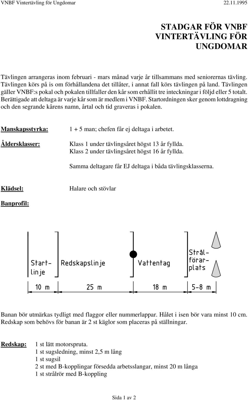 Tävlingen gäller VNBF:s pokal och pokalen tillfaller den kår som erhållit tre inteckningar i följd eller 5 totalt. Berättigade att deltaga är varje kår som är medlem i VNBF.