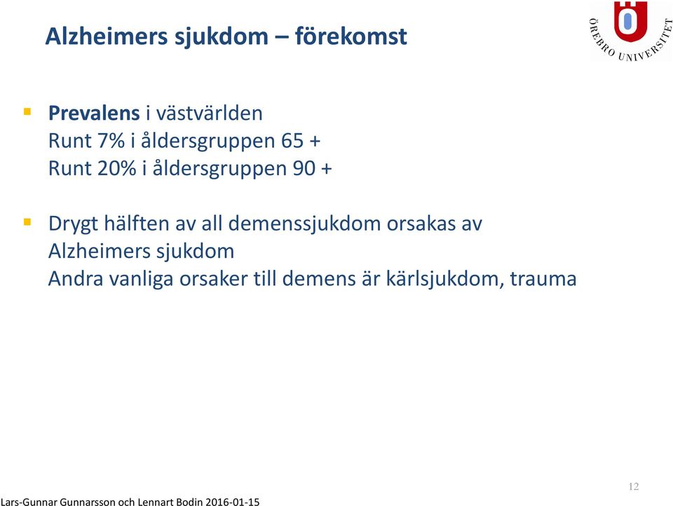 Drygt hälften av all demenssjukdom orsakas av Alzheimers