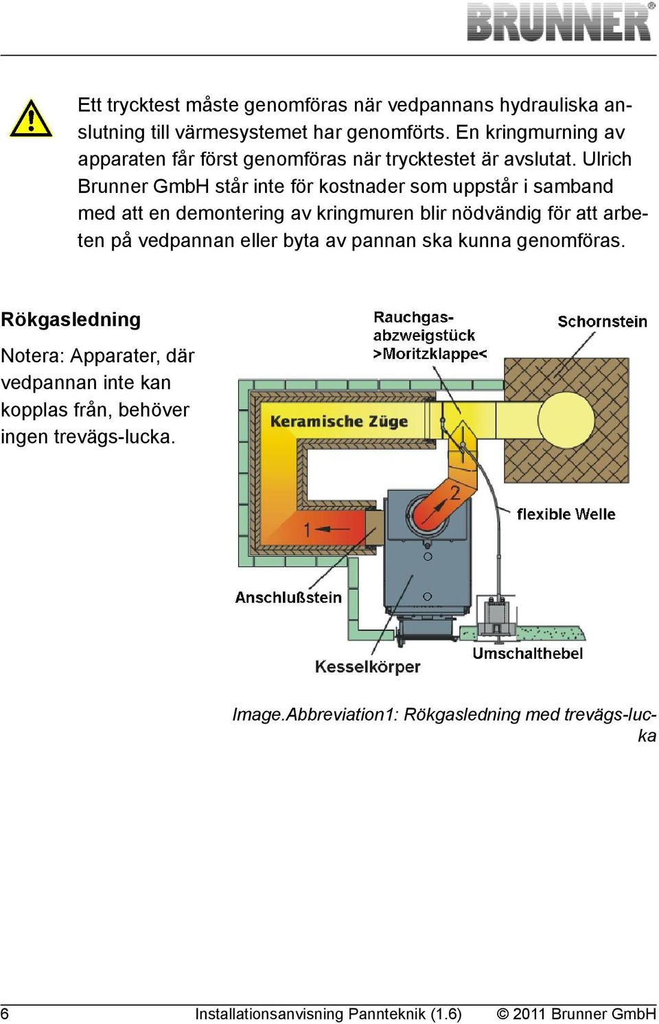 Ulrich Brunner GmbH står inte för kostnader som uppstår i samband med att en demontering av kringmuren blir nödvändig för att