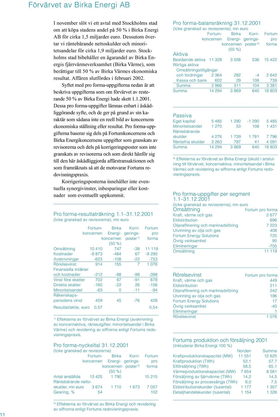 Stockholms stad bibehåller en ägarandel av Birka Energis fjärrvärmeverksamhet (Birka Värme), som berättigar till 50 % av Birka Värmes ekonomiska resultat. Affären slutfördes i februari 22.