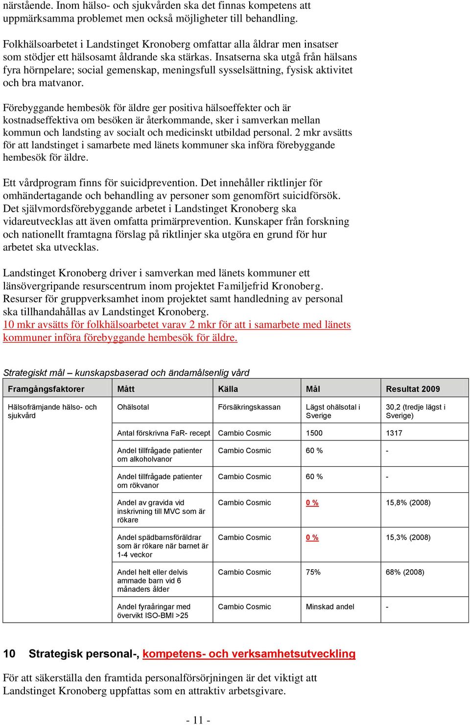 Insatserna ska utgå från hälsans fyra hörnpelare; social gemenskap, meningsfull sysselsättning, fysisk aktivitet och bra matvanor.