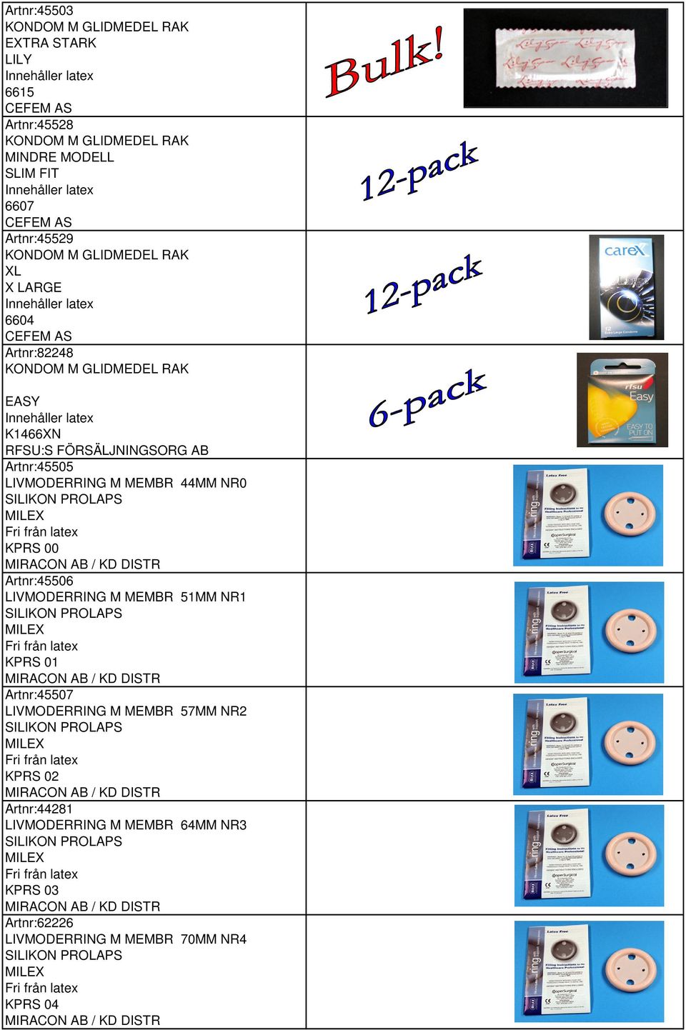 Artnr:45506 LIVMODERRING M MEMBR 51MM NR1 KPRS 01 Artnr:45507 LIVMODERRING M MEMBR 57MM NR2