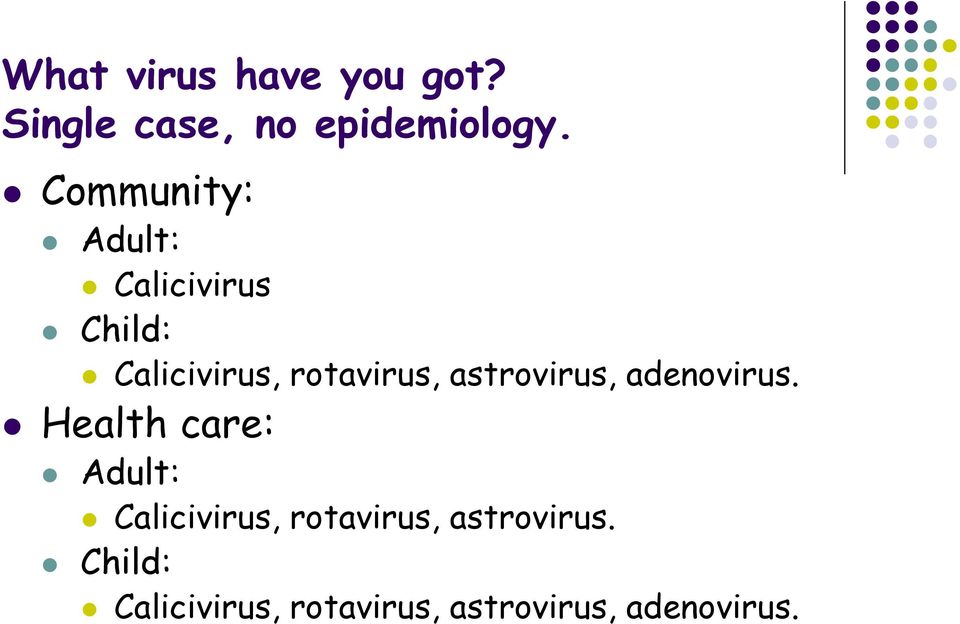 astrovirus, adenovirus.