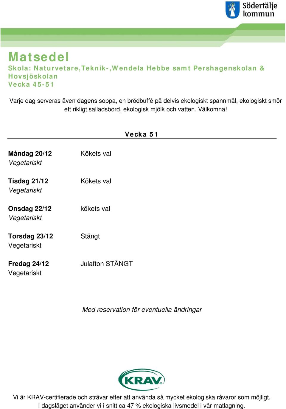 Fredag 24/12 Kökets val Kökets