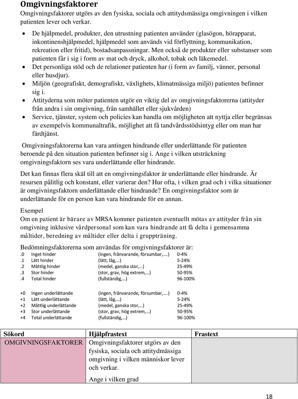 bostadsanpassningar. Men också de produkter eller substanser som patienten får i sig i form av mat och dryck, alkohol, tobak och läkemedel.