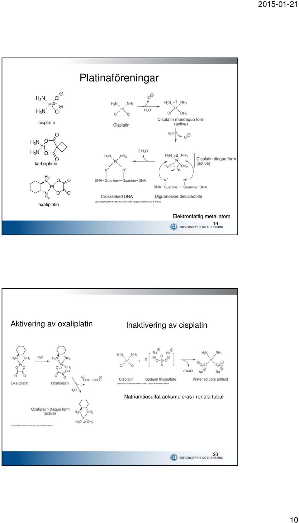 Elektronfattig metallatom 19 Aktivering av oxaliplatin