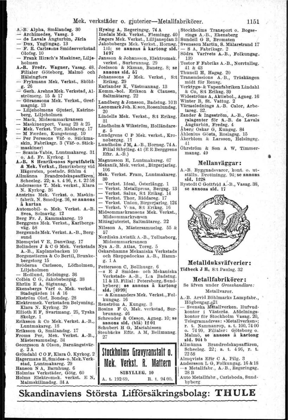 Mälarstrand 17 - F. R. Oarfasons Smidesverkstad U5; se annons å kartong sid. i - S A, Fabrfkagr. 2 Olotsg. 10 1497 Södra VarfvetB A.-B., FOlkungag.