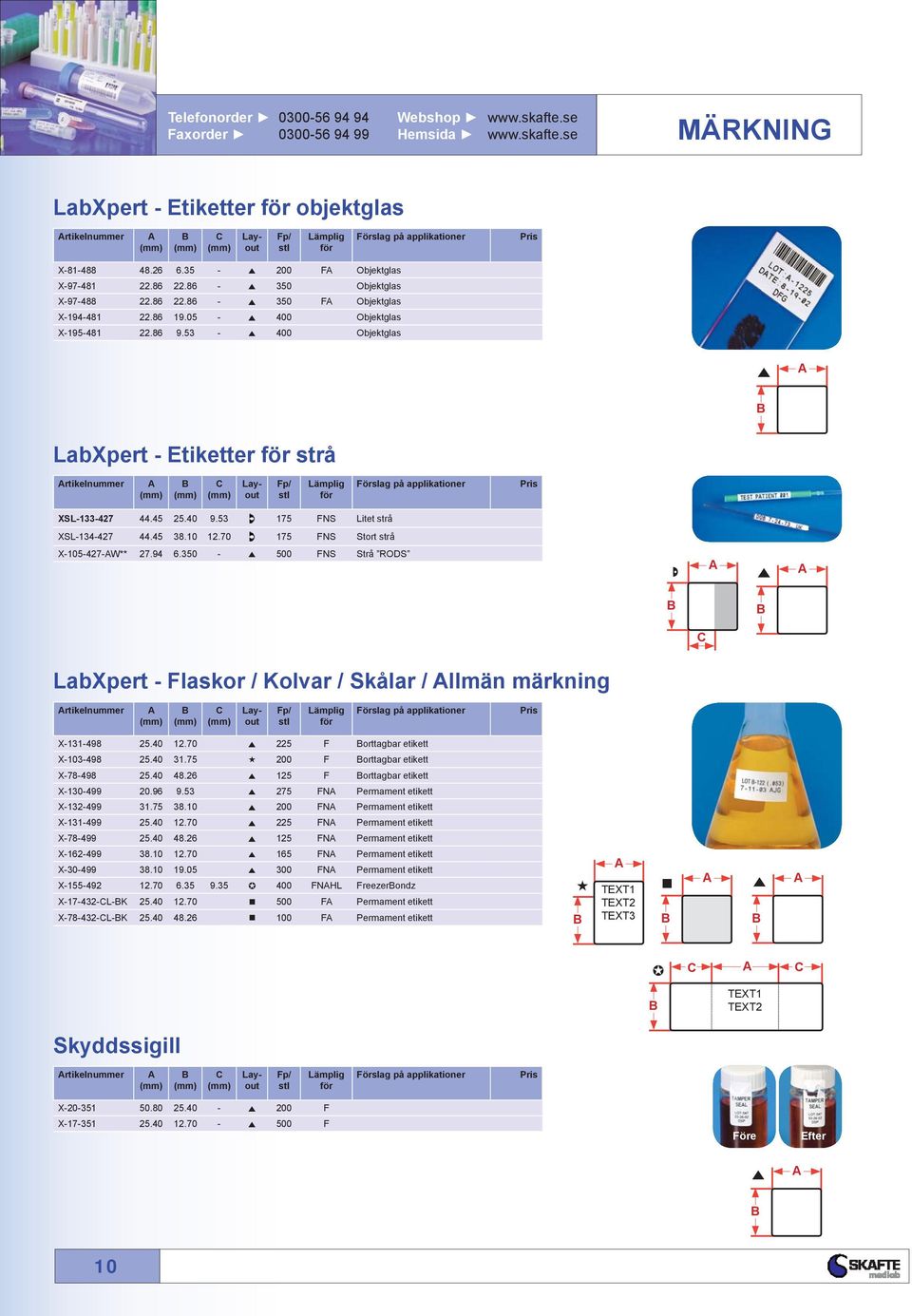 53-400 Objektglas LabXpert - Etiketter strå rtikelnummer Fp/ XSL-133-427 44.45 25.40 9.53 175 FNS Litet strå XSL-134-427 44.45 38.10 12.70 175 FNS Stort strå X-105-427-W** 27.94 6.