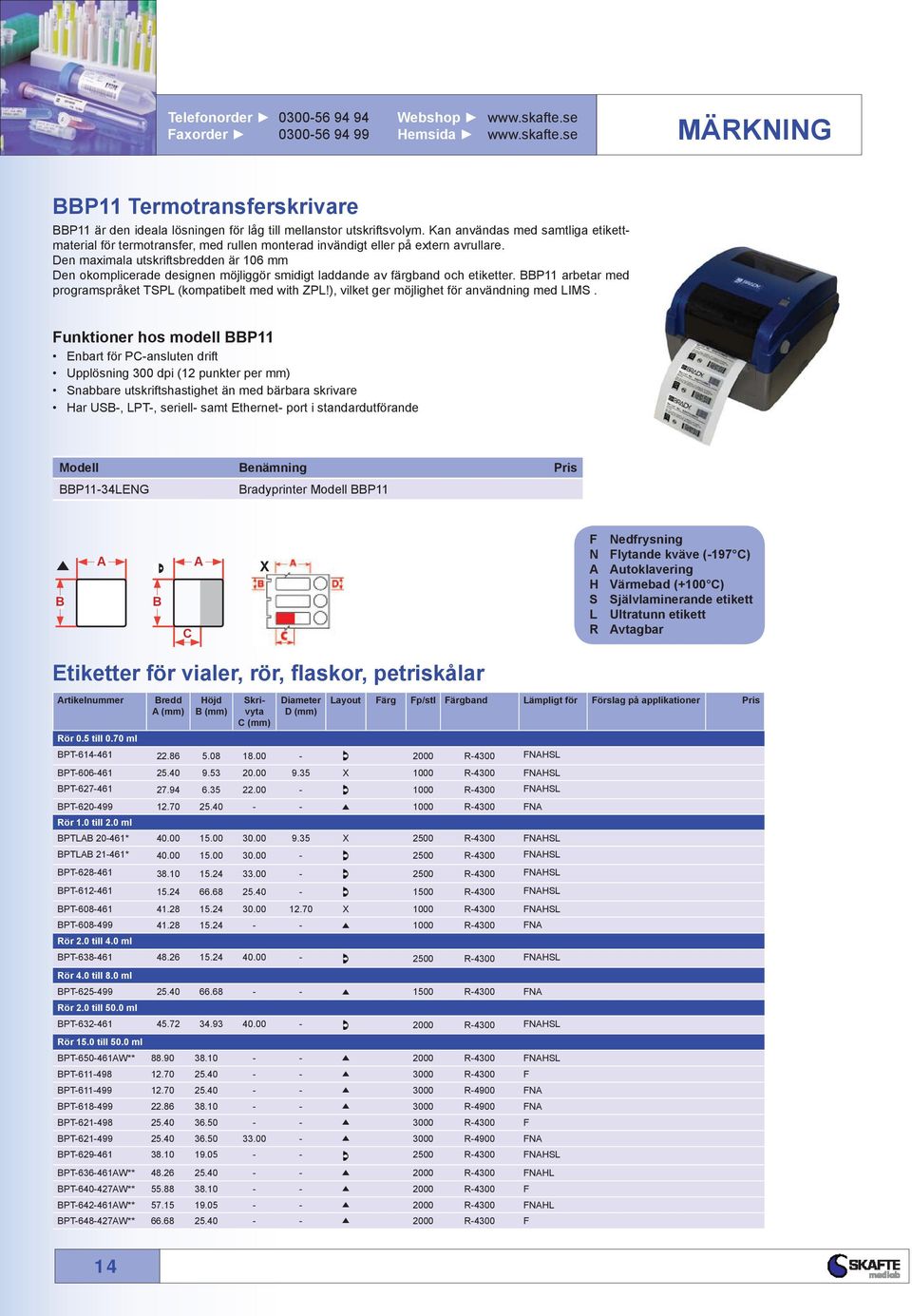 Den maximala utskriftsbredden är 106 mm Den okomplicerade designen möjliggör smidigt laddande av färgband och etiketter. P11 arbetar med programspråket TSPL (kompatibelt med with ZPL!