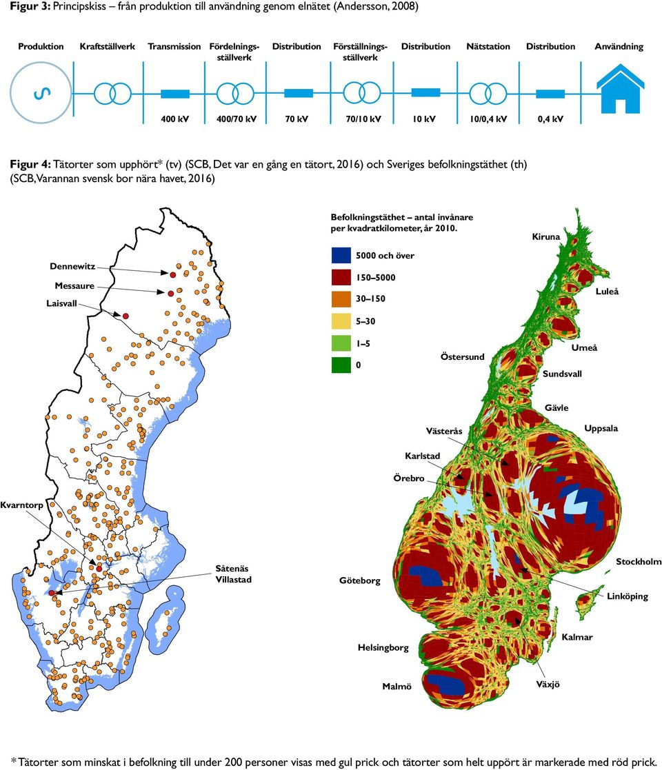 (SCB,Varannan svensk bor nära havet, 216) Befolkningstäthet antal invånare per kvadratkilometer, år 21.