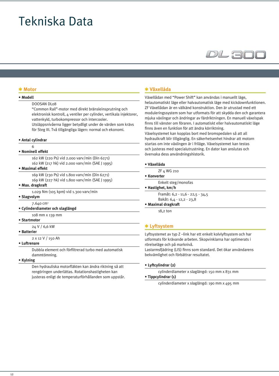 000 varv/min (Din 6271) 162 kw (217 hk) vid 2.000 varv/min (SAE J 1995) Maximal effekt 169 kw (230 Ps) vid 1.800 varv/min (Din 6271) 169 kw (227 hk) vid 1.800 varv/min (SAE J 1995) Max. dragkraft 1.