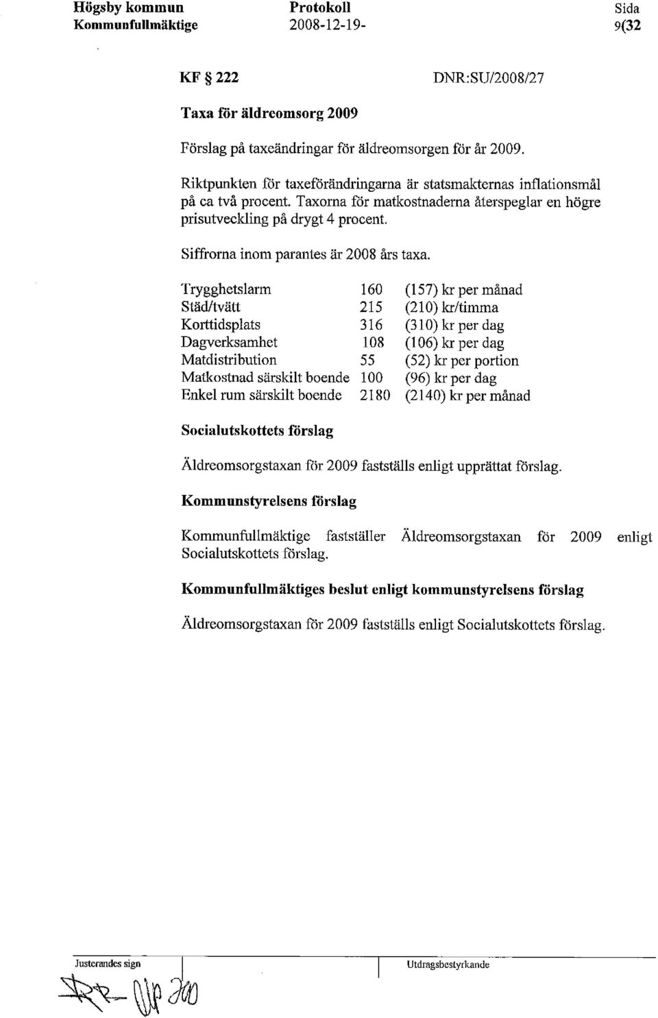 Siffrorna inom parantes är 2008 års taxa.