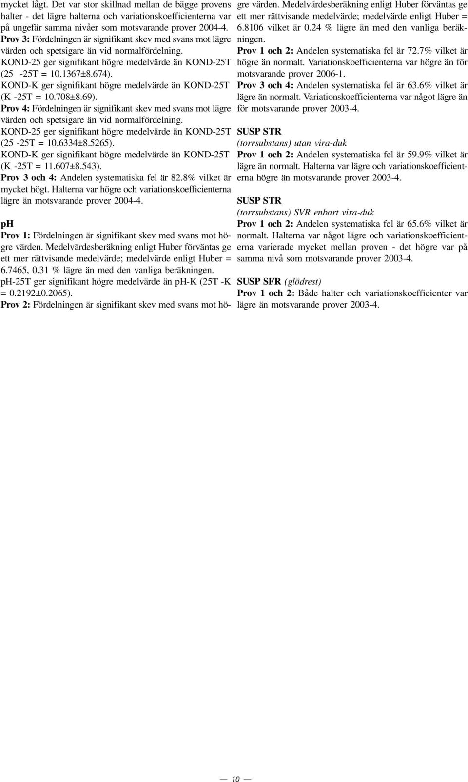 KOND-K ger signifikant högre medelvärde än KOND-25T (K -25T = 1.78±8.69). Prov 4: Fördelningen är signifikant skev med svans mot lägre värden och spetsigare än vid normalfördelning.