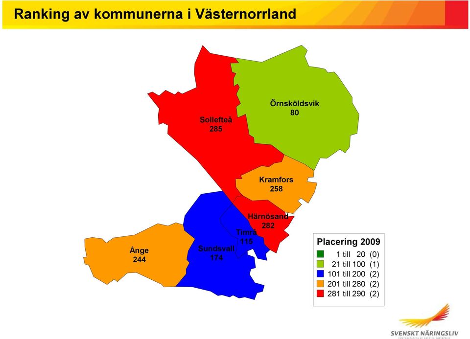 Timrå 115 Härnösand 282 Placering 2009 1 till 20 (0) 21