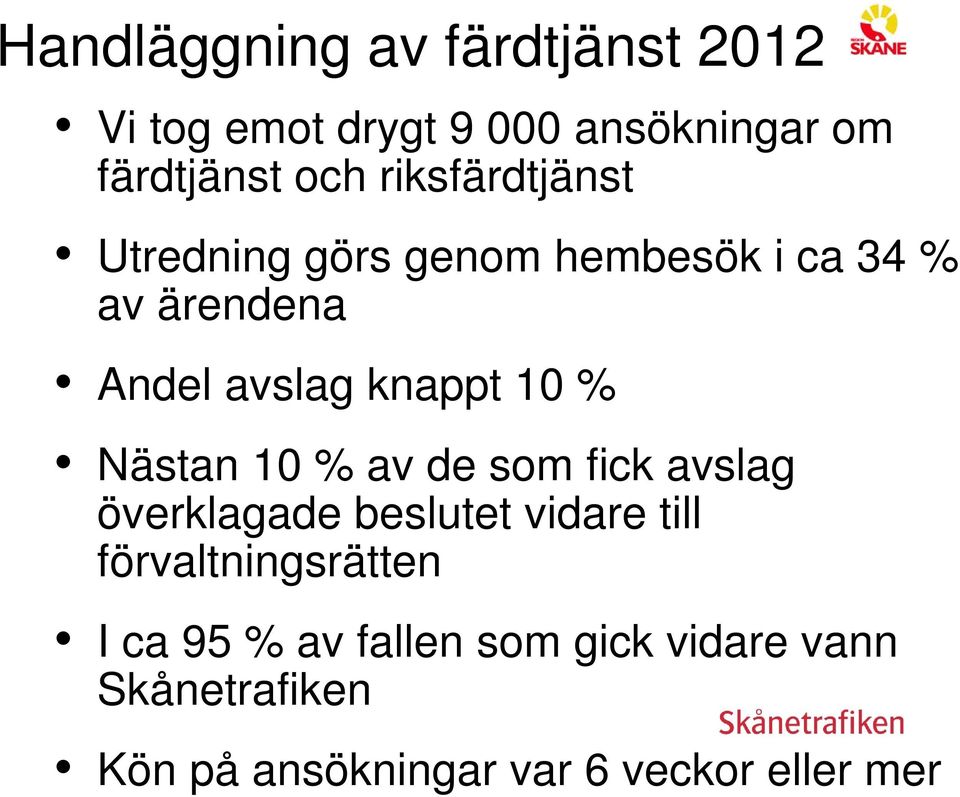 % Nästan 10 % av de som fick avslag överklagade beslutet vidare till förvaltningsrätten I