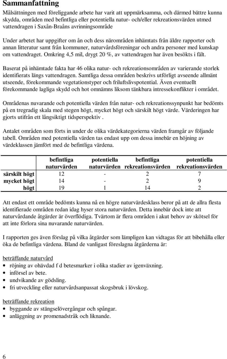 andra personer med kunskap om vattendraget. Omkring 4,5 mil, drygt 20 %, av vattendragen har även besökts i fält.