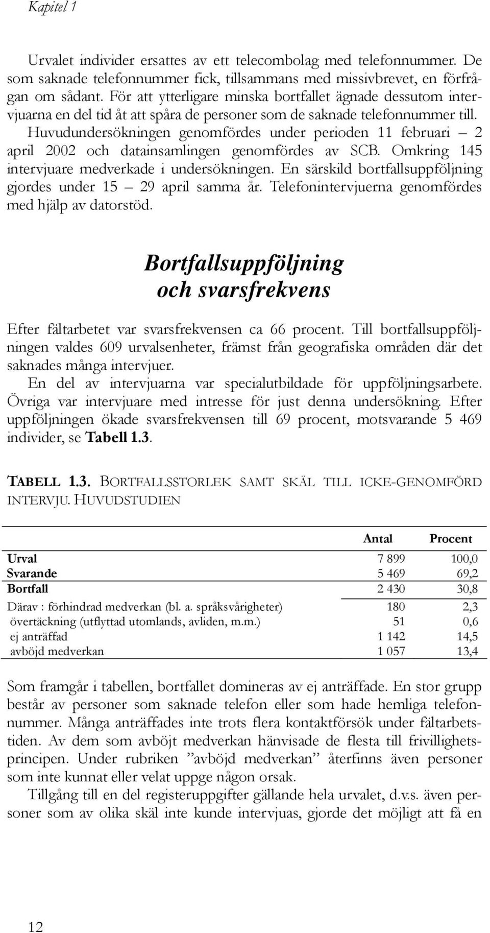 Huvudundersökningen genomfördes under perioden 11 februari 2 april 2002 och datainsamlingen genomfördes av SCB. Omkring 145 intervjuare medverkade i undersökningen.