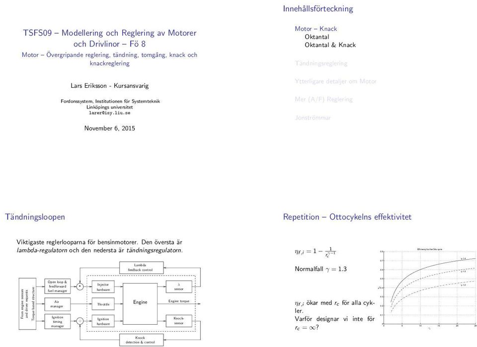 Fordonssystem, Institutionen för Systemteknik Linköpings universitet larer@isy.liu.