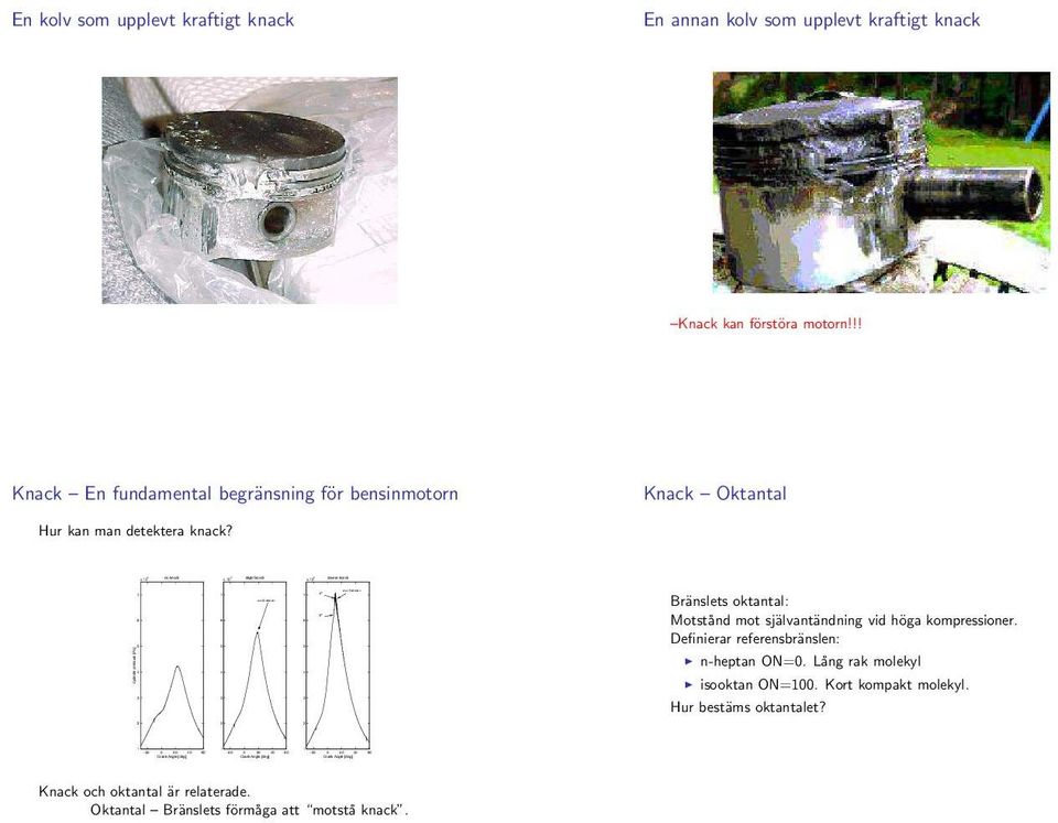 !! Knack En fundamental begränsning för bensinmotorn Knack Oktantal Hur kan man detektera knack?