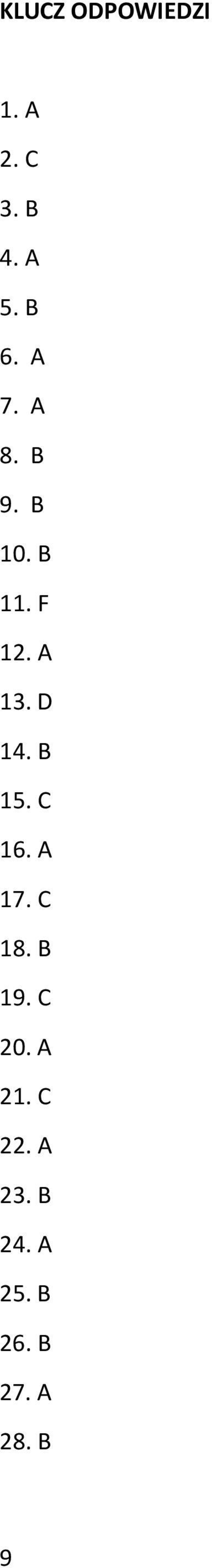 B 15. C 16. A 17. C 18. B 19. C 20. A 21.