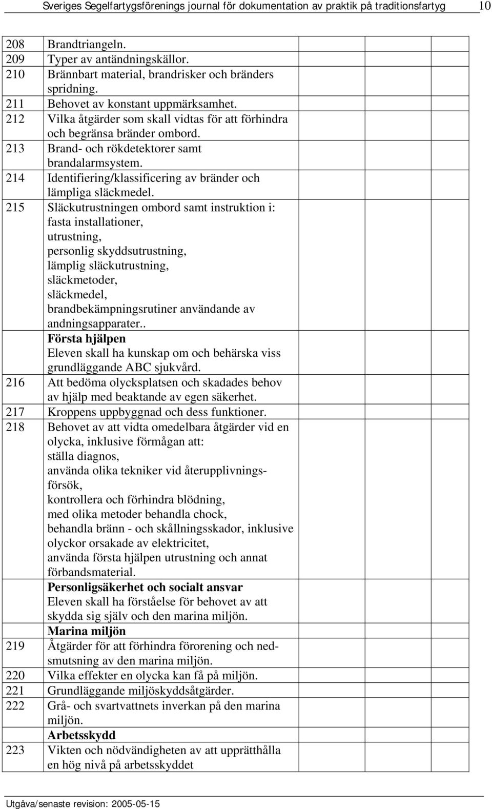 214 Identifiering/klassificering av bränder och lämpliga släckmedel.