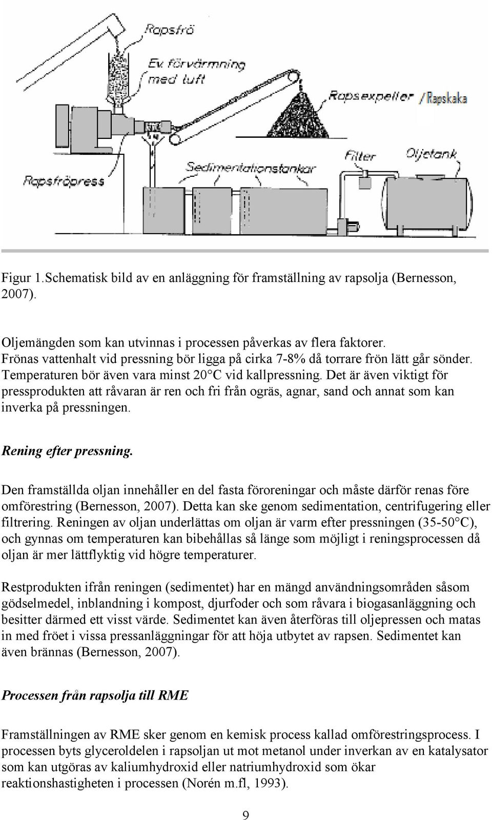 Det är även viktigt för pressprodukten att råvaran är ren och fri från ogräs, agnar, sand och annat som kan inverka på pressningen. Rening efter pressning.