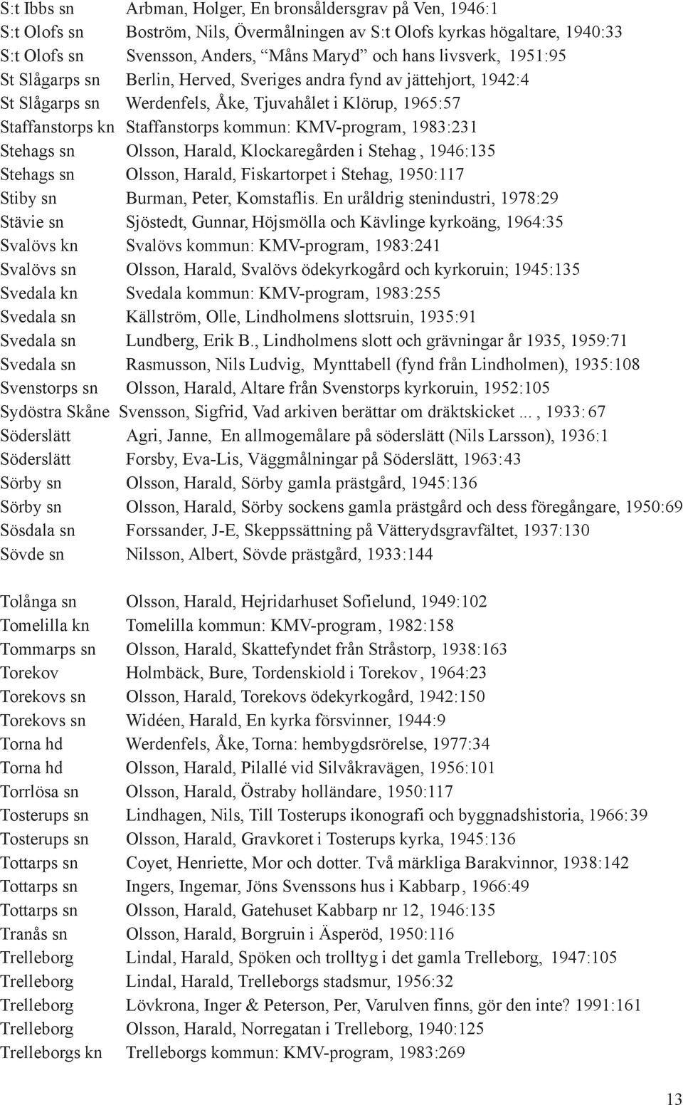 KMV-program, 1983:231 Stehags sn Olsson, Harald, Klockaregården i Stehag, 1946:135 Stehags sn Olsson, Harald, Fiskartorpet i Stehag, 1950:117 Stiby sn Burman, Peter, Komstaflis.