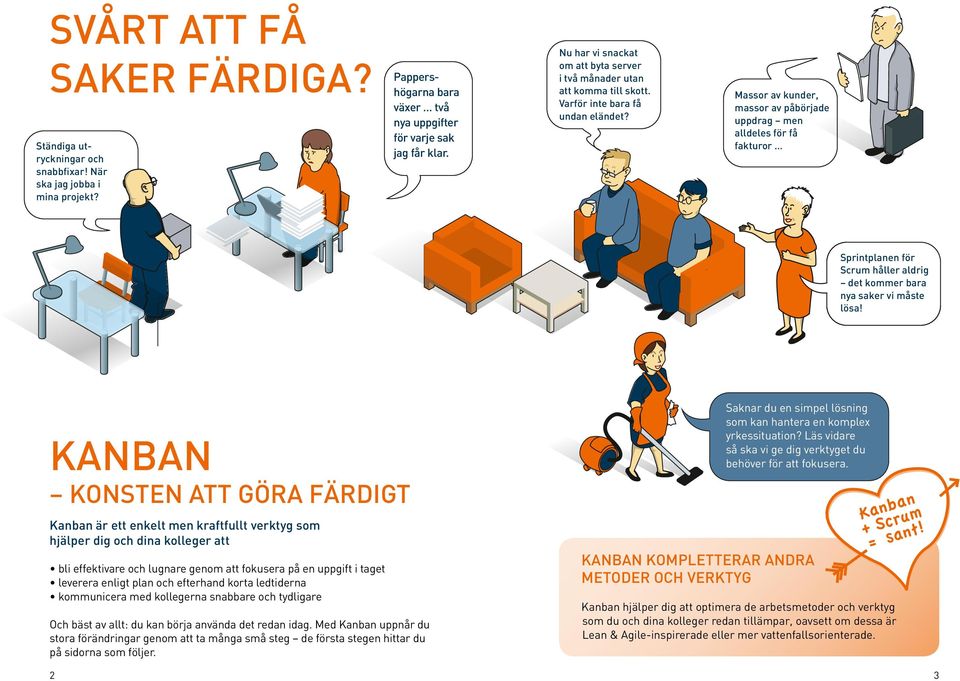 Massor av kunder, massor av påbörjade uppdrag men alldeles för få fakturor Sprintplanen för Scrum håller aldrig det kommer bara nya saker vi måste lösa!