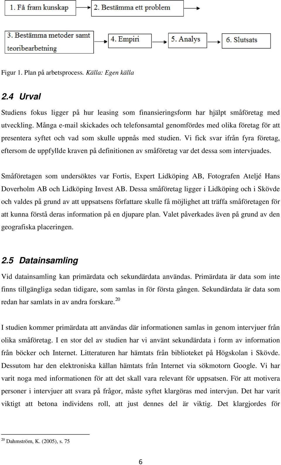 Vi fick svar ifrån fyra företag, eftersom de uppfyllde kraven på definitionen av småföretag var det dessa som intervjuades.