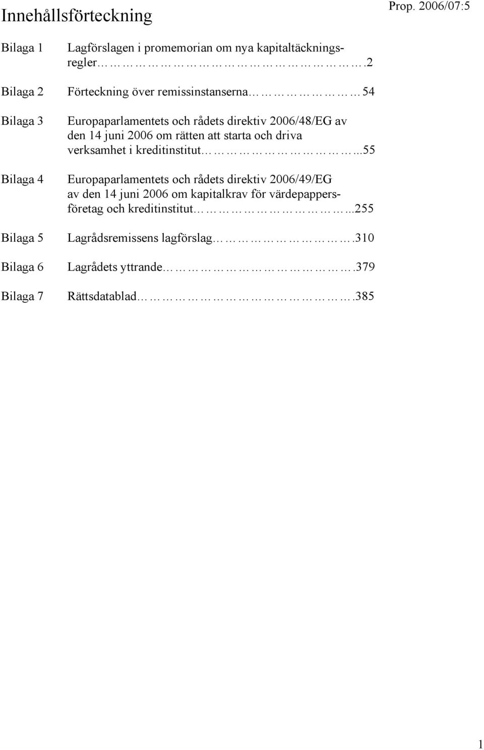 2 Förteckning över remissinstanserna 54 Europaparlamentets och rådets direktiv 2006/48/EG av den 14 juni 2006 om rätten att starta och