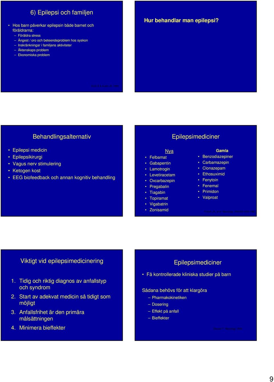 1999 Behandlingsalternativ Epilepsimediciner Epilepsi medicin Epilepsikirurgi Vagus nerv stimulering Ketogen kost EEG biofeedback och annan kognitiv behandling Nya Felbamat Gabapentin Lamotrogin