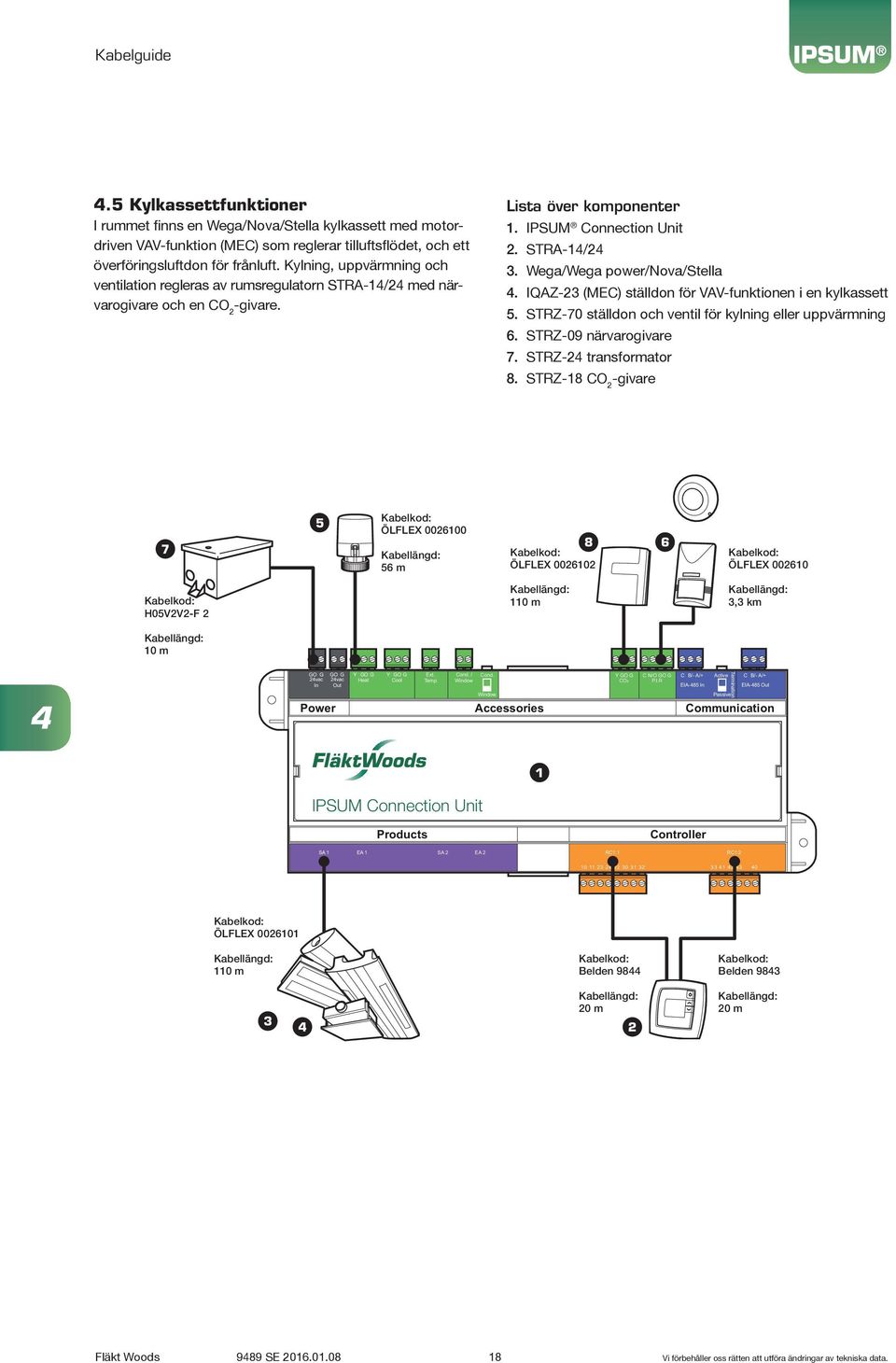 IQAZ-3 (MEC) ställdon för VAV-funktionen i en kylkassett 5. STRZ-70 ställdon och ventil för kylning eller uppvärmning 6. STRZ-09 närvarogivare 7. STRZ-4 transformator 8.