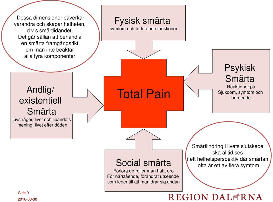 lidandets mening, livet efter döden Fysisk smärta symtom och förlorande funktioner Total Pain Psykisk Smärta Reaktioner på Sjukdom, symtom och beroende