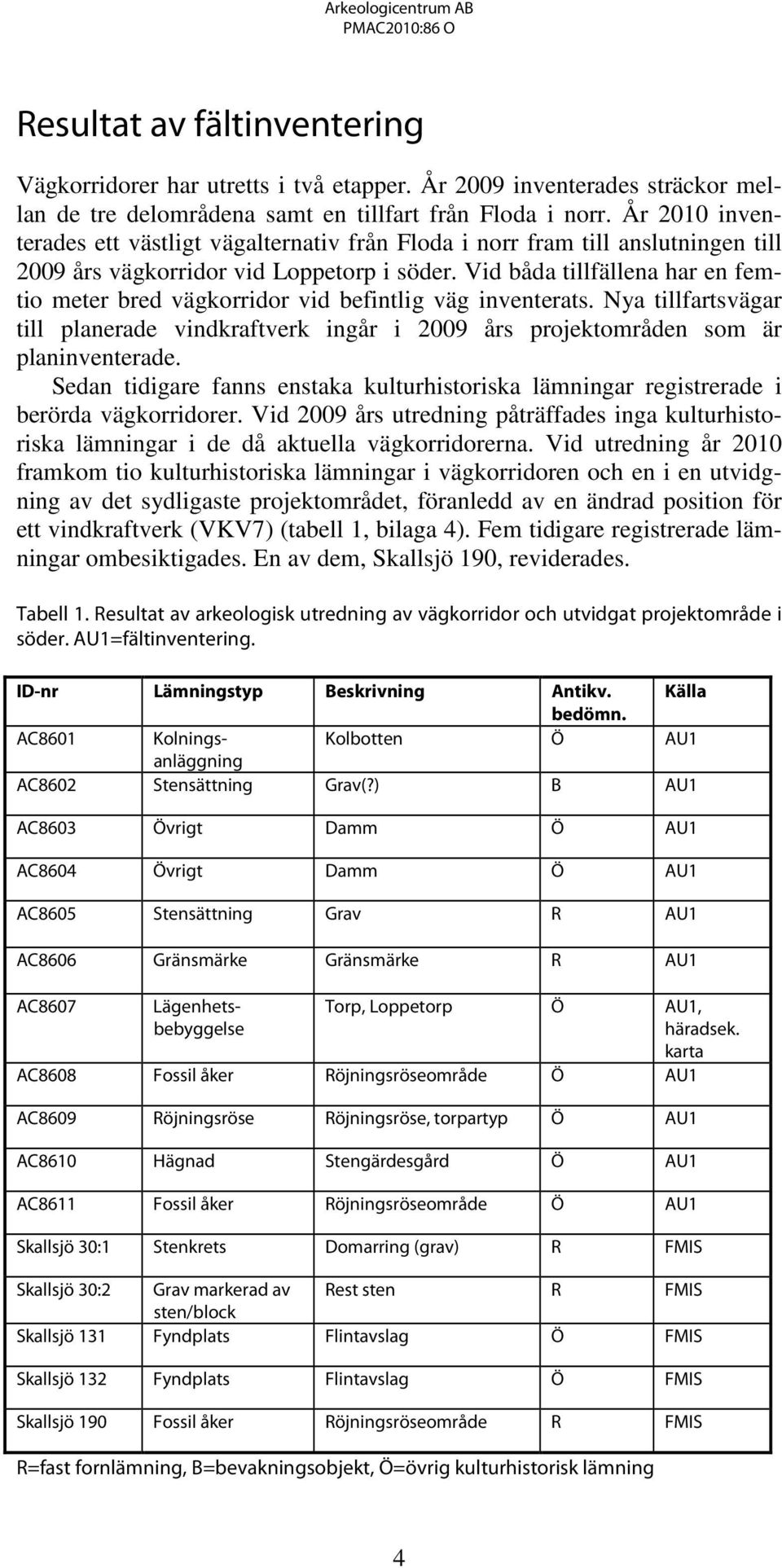 Vid båda tillfällena har en femtio meter bred vägkorridor vid befintlig väg inventerats. Nya tillfartsvägar till planerade vindkraftverk ingår i 2009 års projektområden som är planinventerade.