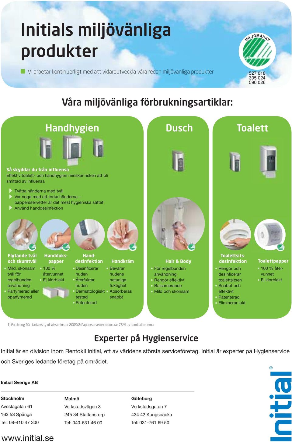 det mest hygieniska sättet 1 Använd handdesinfektion Flytande tvål Handdukspappedesinfektion Hand- Toalettsits- och skumtvål Handkräm Hair & Body desinfektion Toalettpapper Mild, skonsam tvål för