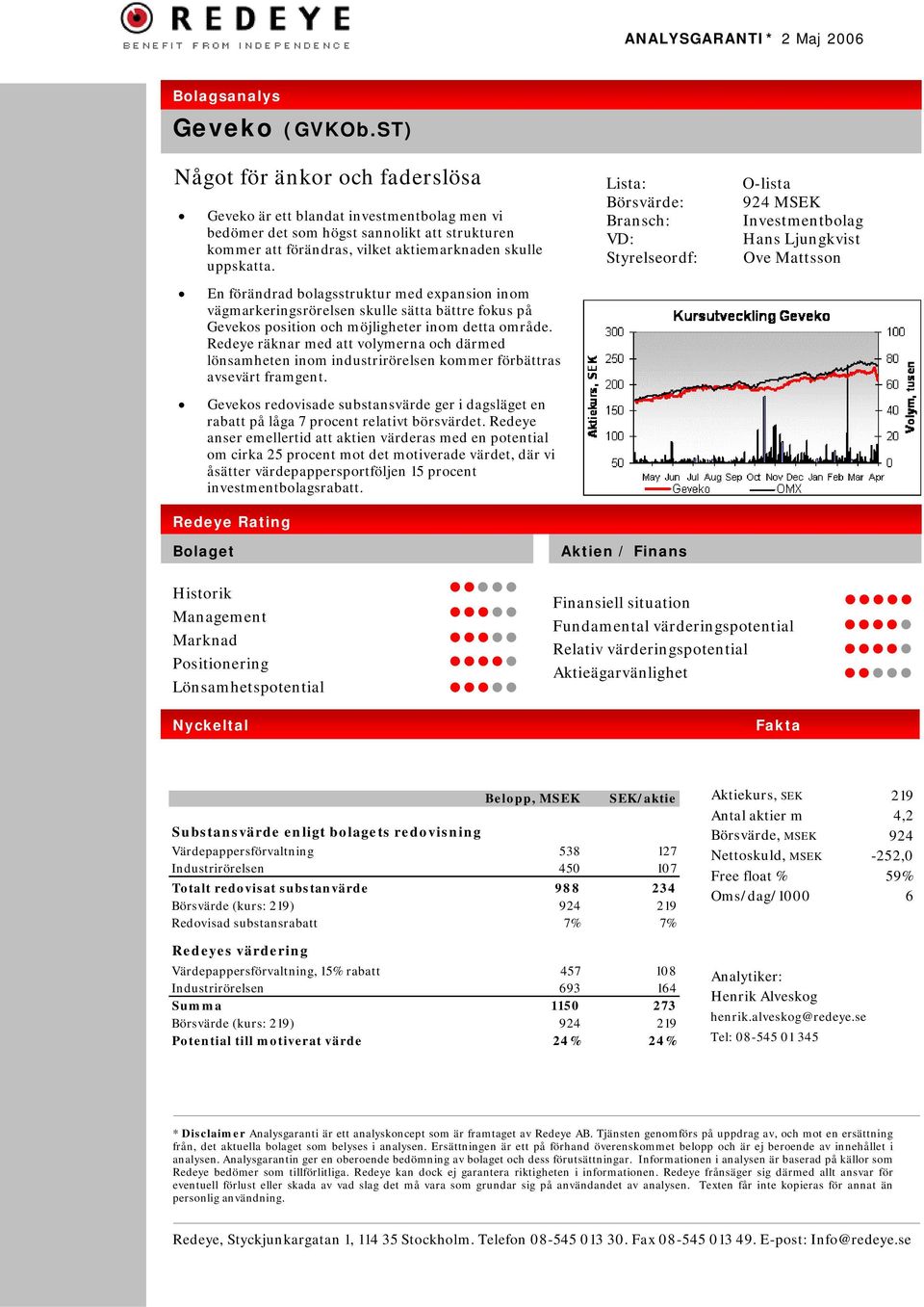 En förändrad bolagsstruktur med expansion inom vägmarkeringsrörelsen skulle sätta bättre fokus på Gevekos position och möjligheter inom detta område.