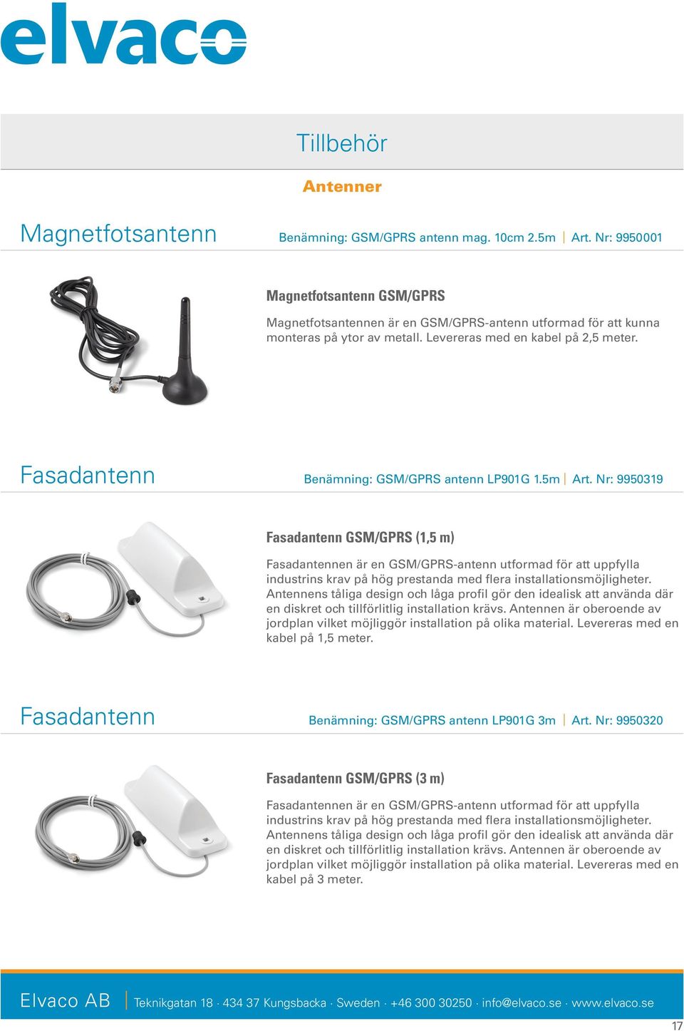 Fasadantenn Benämning: GSM/GPRS antenn LP901G 1.5m Art.