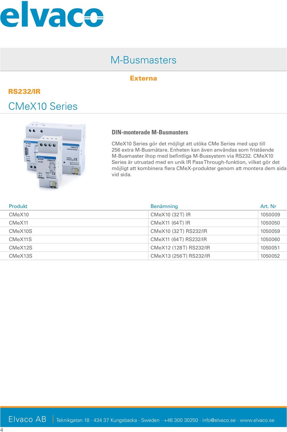CMeX10 Series är utrustad med en unik IR Pass Through-funktion, vilket gör det möjligt att kombinera flera CMeX-produkter genom att montera dem sida vid sida.