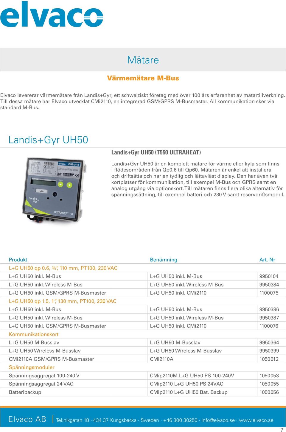 Landis+Gyr UH50 Landis+Gyr UH50 (T550 ULTRAHEAT) Landis+Gyr UH50 är en komplett mätare för värme eller kyla som finns i flödesområden från Qp0,6 till Qp60.
