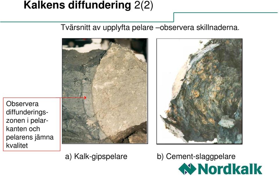 Observera diffunderingszonen i pelarkanten och