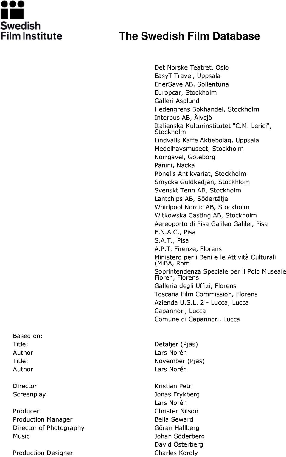 Nordic AB, Witkowska Casting AB, Aereoporto di Pisa Galileo Galilei, Pisa E.N.A.C., Pisa S.A.T.