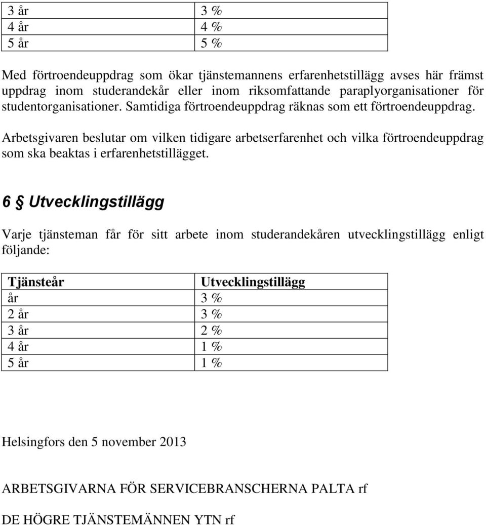 Arbetsgivaren beslutar om vilken tidigare arbetserfarenhet och vilka förtroendeuppdrag som ska beaktas i erfarenhetstillägget.