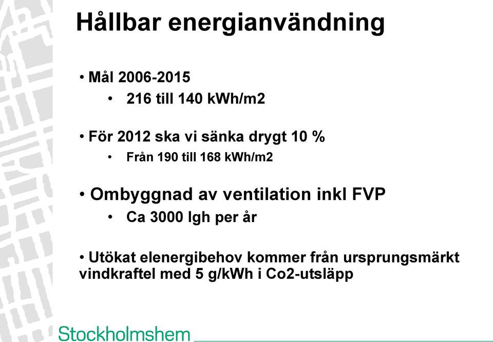 av ventilation inkl FVP Ca 3000 lgh per år Utökat elenergibehov