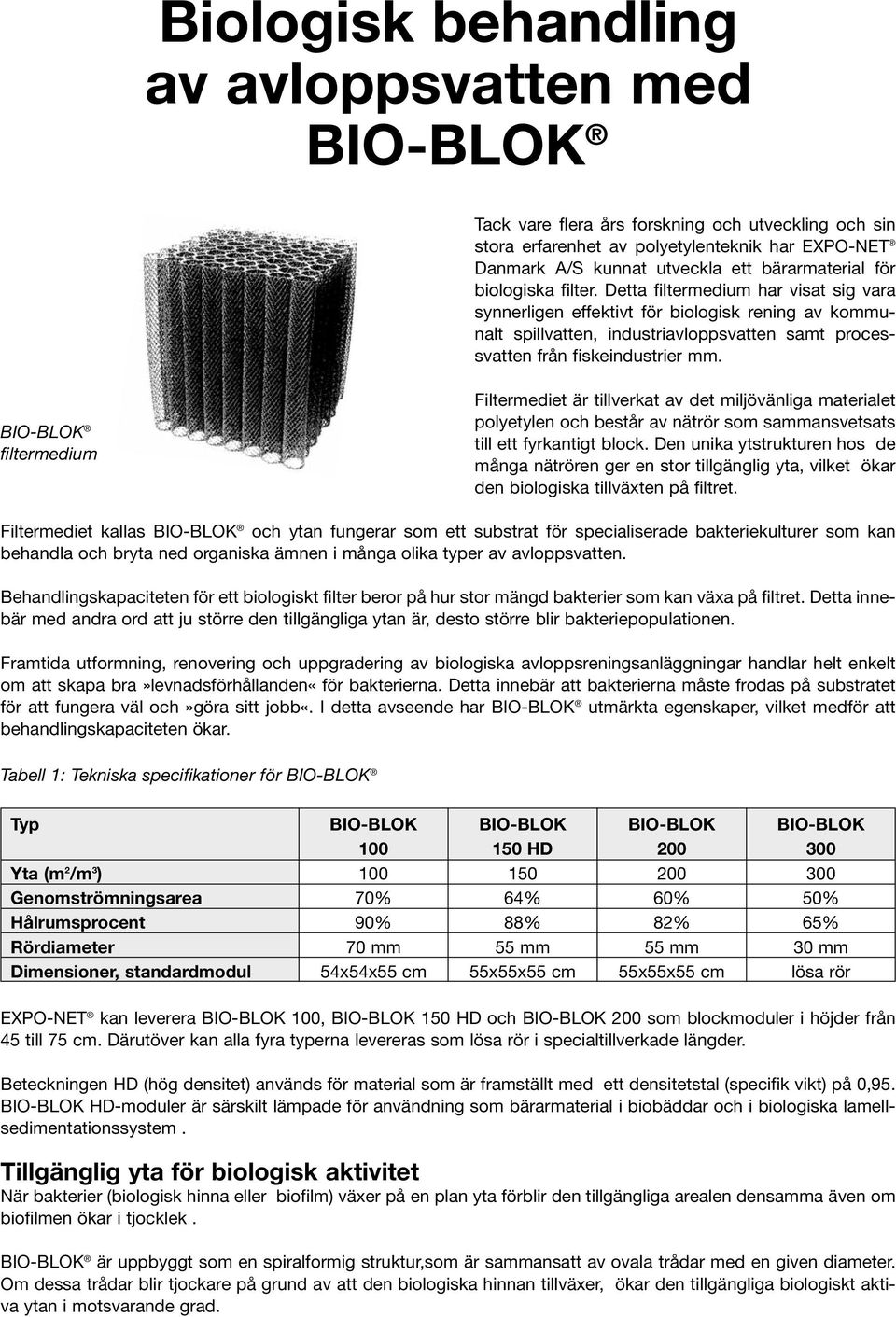 BIO-BLOK filtermedium Filtermediet är tillverkat av det miljövänliga materialet polyetylen och består av nätrör som sammansvetsats till ett fyrkantigt block.