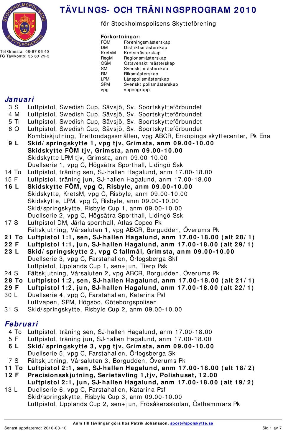 Swedish Cup, Sävsjö, Sv. Sportskytteförbundet 4 M Luftpistol, Swedish Cup, Sävsjö, Sv. Sportskytteförbundet 5 Ti Luftpistol, Swedish Cup, Sävsjö, Sv.